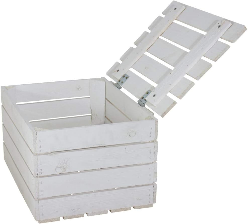 Weisse Holztruhe mit Deckel - 48x36x28 cm - NEU - Kinderzimmer mit Spielzeugkiste weiss, für Lego, D