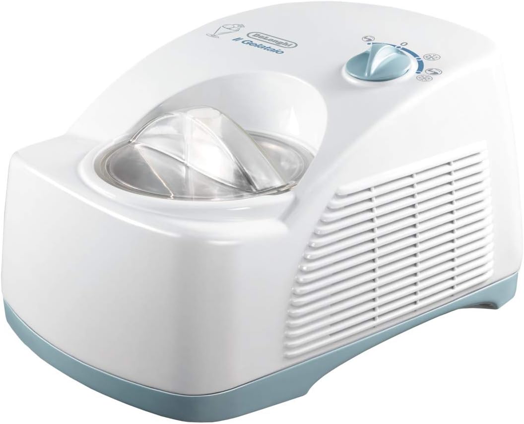 De'Longhi ICK 5000 Eiscremeautomat, Kompressor, weiss, 24.5 cm l x 42.6 cm b x 32.6 cm