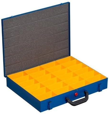 Allit Kleinteilekoffer, Stahlblech, EuroPlus Metall 44/24x63, blau, 24 Einsätze, dicht schliessend,