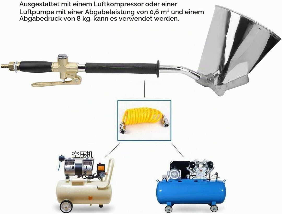 4 Jet Putzwerfer, Druckluft Mörtelspritze Berufswand Mörser Sprüher Druckluft Putzmaschine mit 18 mm
