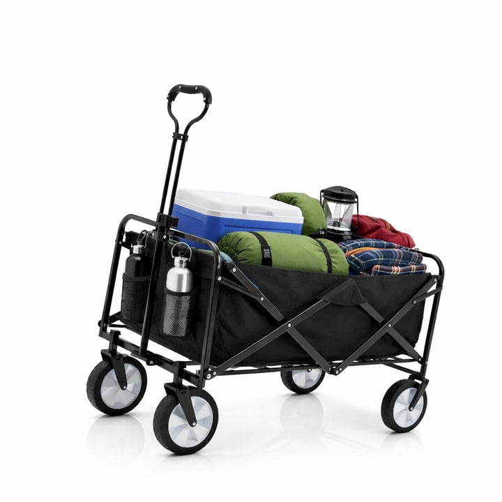 BigDean Bollerwagen faltbar 105L, bis 100 kg belastbar – klappbarer Handwagen mit ausziehbarer Deich