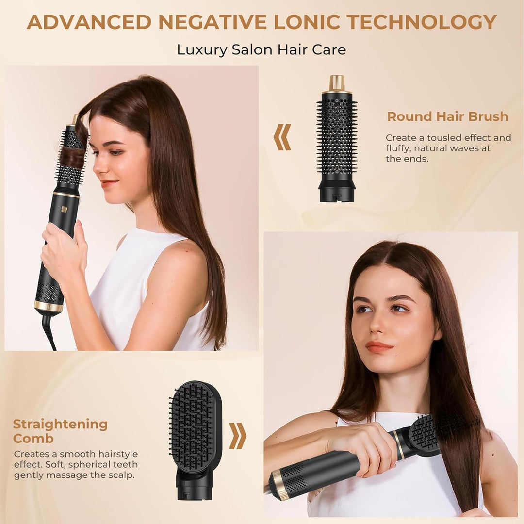 5 in 1 Hairstyler, Airstyler Airbrush Pro 1000w, 60000RPM Föhnbürste Haarstyler, Lockenstab mit Luft