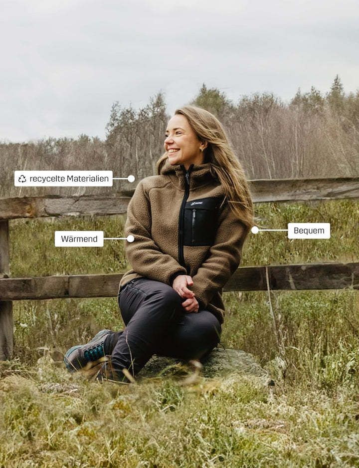 RevolutionRace Sherpa Hoodie für Damen, Outdoor Fleecejacken perfekt für Wanderungen und Outdoor-Abe