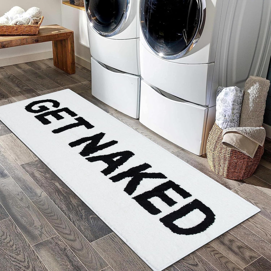 Zeeinx Get Naked Läufer, niedlicher Badezimmerteppich, lustig, Badezimmer-Dekor für Wohnung, weisse