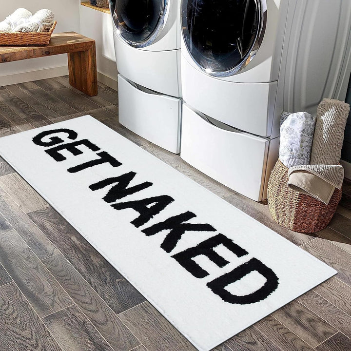 Zeeinx Get Naked Läufer, niedlicher Badezimmerteppich, lustig, Badezimmer-Dekor für Wohnung, weisse