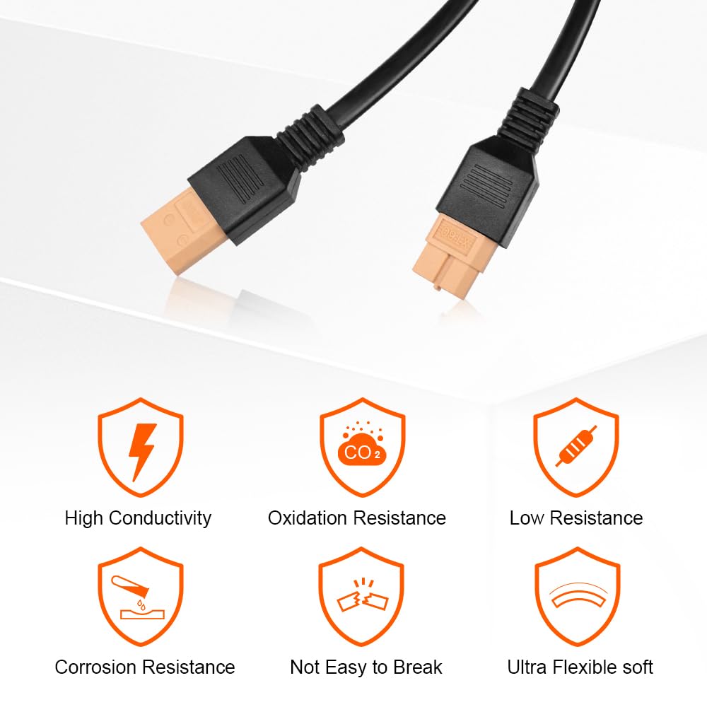 DOKIO XT60 Verlängerungskabel 6 m für Faltbar Solarpanel Extension Setup mit Stecker und Buchse
