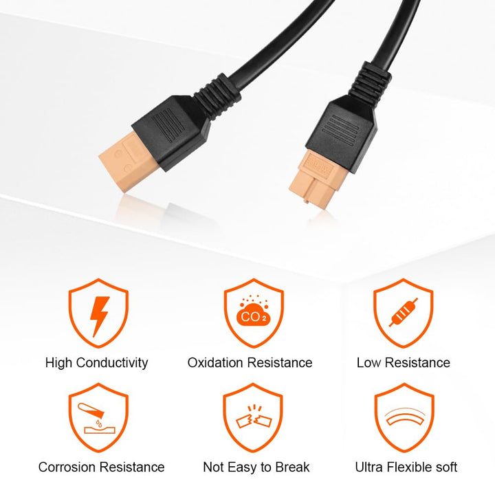 DOKIO XT60 Verlängerungskabel 6 m für Faltbar Solarpanel Extension Setup mit Stecker und Buchse