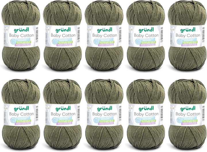 Gründl Baby Cotton Wolle zum Stricken und Häkeln, Babywolle aus 50% Baumwolle, 50% Polyacryl, strapa