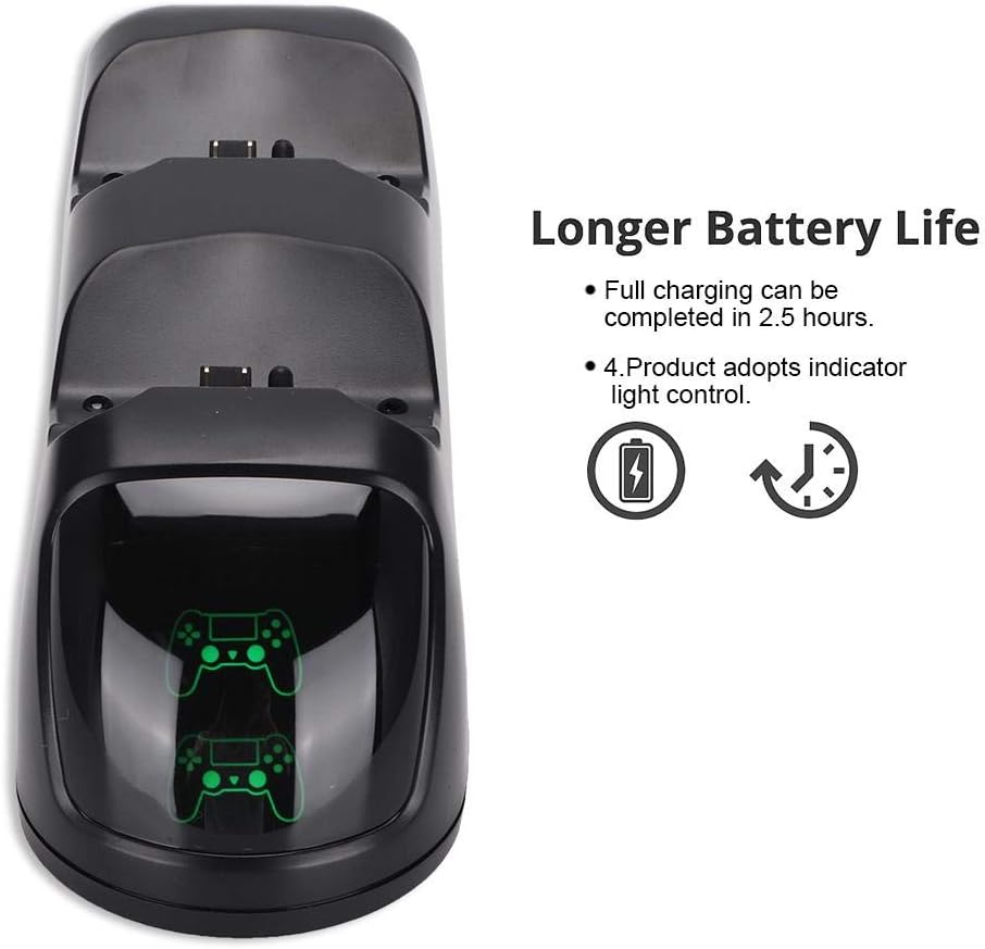 ASHATA Controller Ladestation, Controller Ladestation mit LED Anzeige für 4, Doppeltes Schnellladege