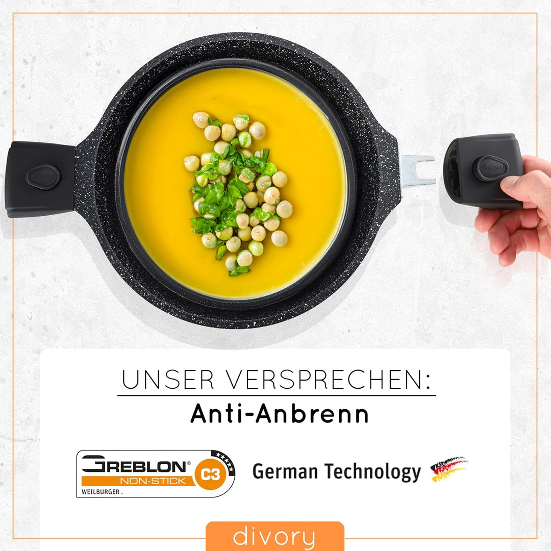 DIVORY Grosser Kochtopf 24cm – 4L Topf gross mit Deckel, Gemüsetopf Induktion,Suppentopf mit abnehmb