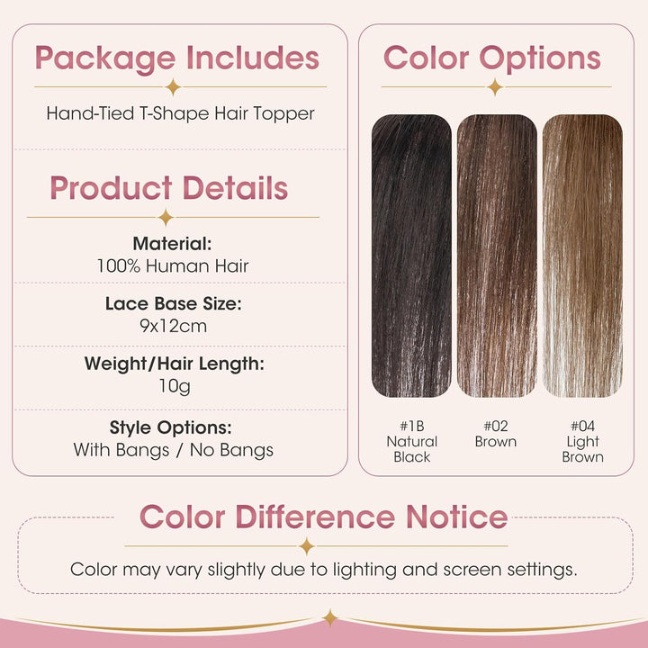 Silk-co Hair Topper Echthaar, 9x12cm handgebunden Basis Toupet Damen Naturschwarz ohne Pony 27cm 13g
