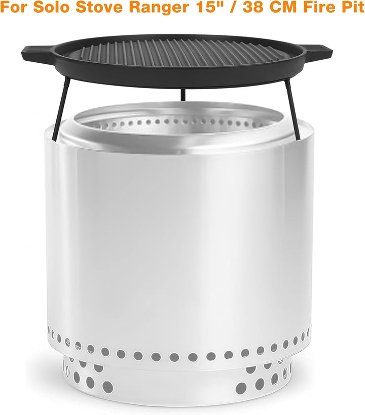 Onlyfire Gusseisen Grillplatte mit Abnehmbaren Füssen, BBQ Griddleplatte für Solo Stove 15" Ranger F