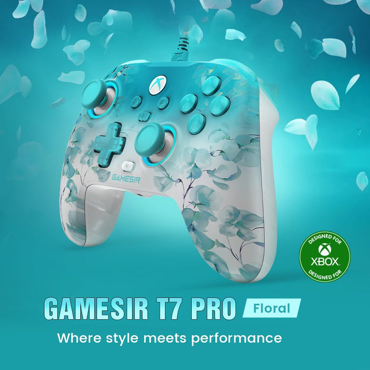 GameSir T7 Pro Floral – kabelgebundener Controller für Xbox Series X|S, Xbox One, Windows 10/11, Hal