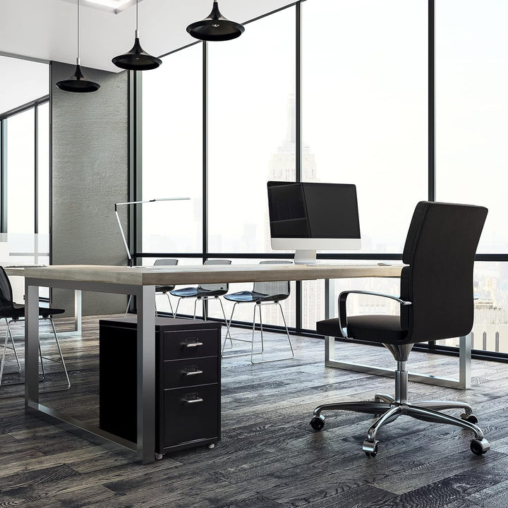 HollyHOME Mobiler Aktenschrank mit 3 Schubladen, rollbarer Aktenordner unter dem Schreibtisch, Aufbe