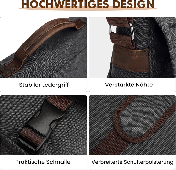 S-ZONE Herren Umhängetasche 17,3 Inch Übergrösse Messenger Bag Canvas Laptoptasche Aktentasche Schul