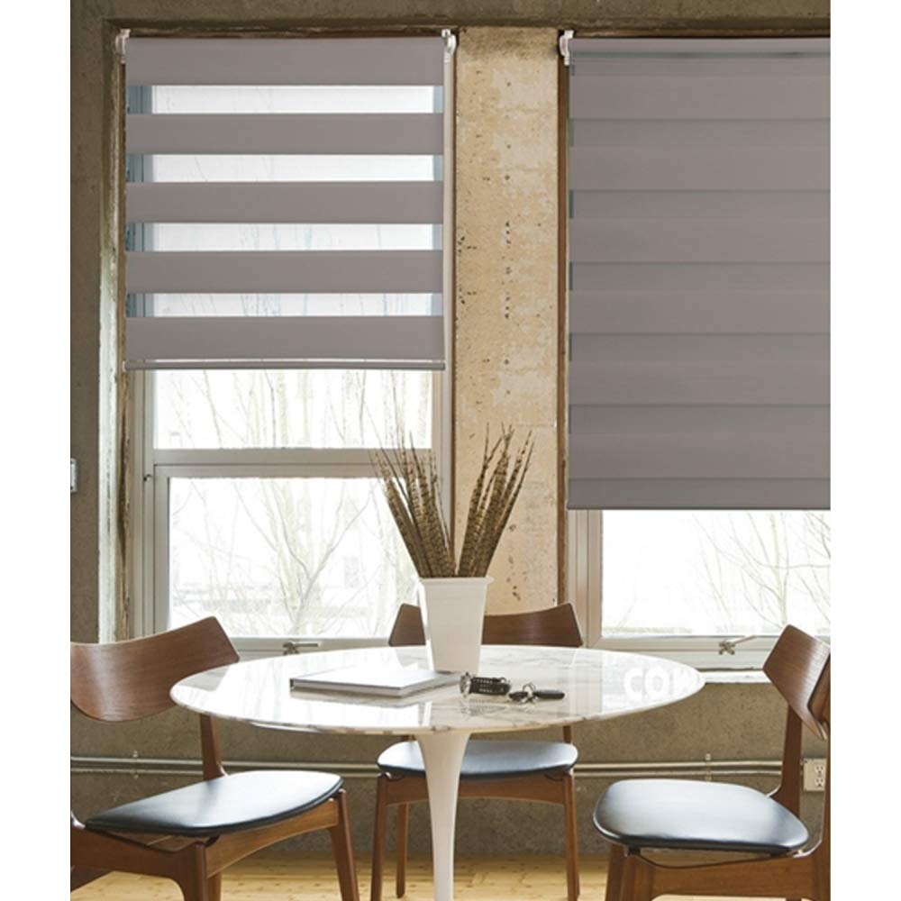 Madecostore Doppelrollo Tag Nacht – Taupe – L 45 x H 190 cm – Befestigung mit oder ohne Bohren – pas