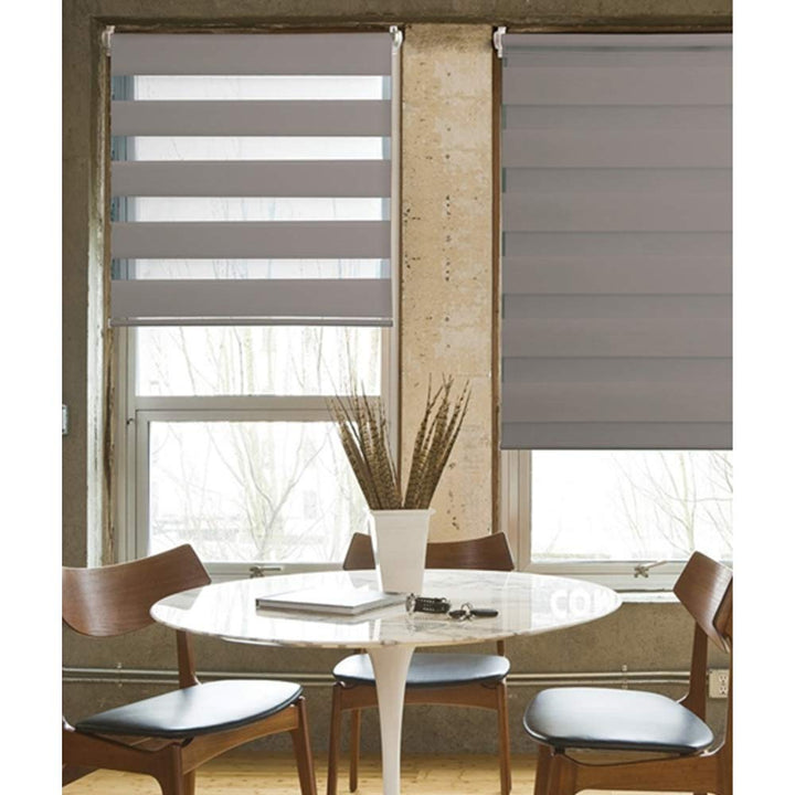 Madecostore Doppelrollo Tag Nacht – Taupe – L 45 x H 190 cm – Befestigung mit oder ohne Bohren – pas