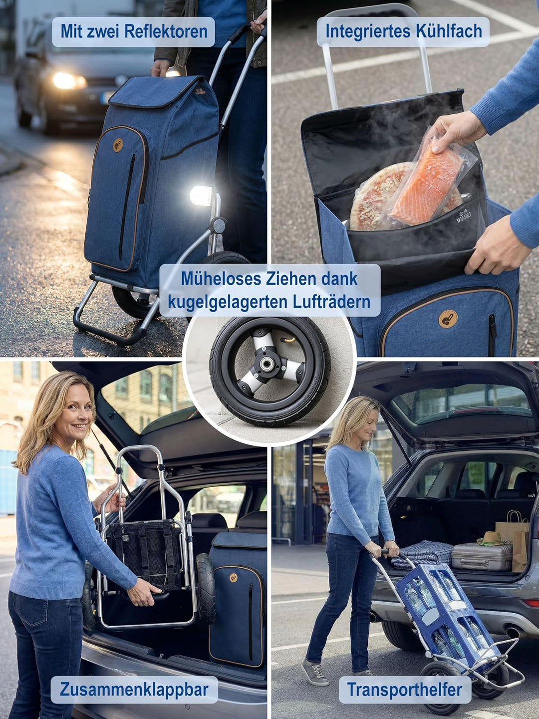 Andersen Einkaufstrolley - klappbar - 61 Liter - mit Kühlfach - Aufhängung für Einkaufswagen - belas
