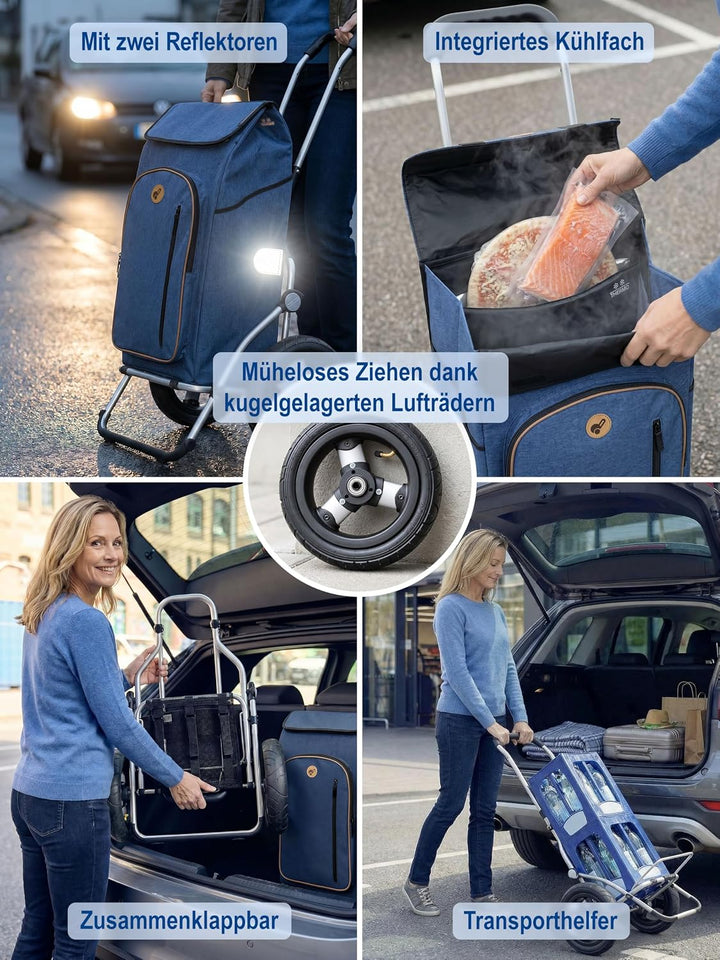 Andersen Einkaufstrolley - klappbar - 61 Liter - mit Kühlfach - Aufhängung für Einkaufswagen - belas