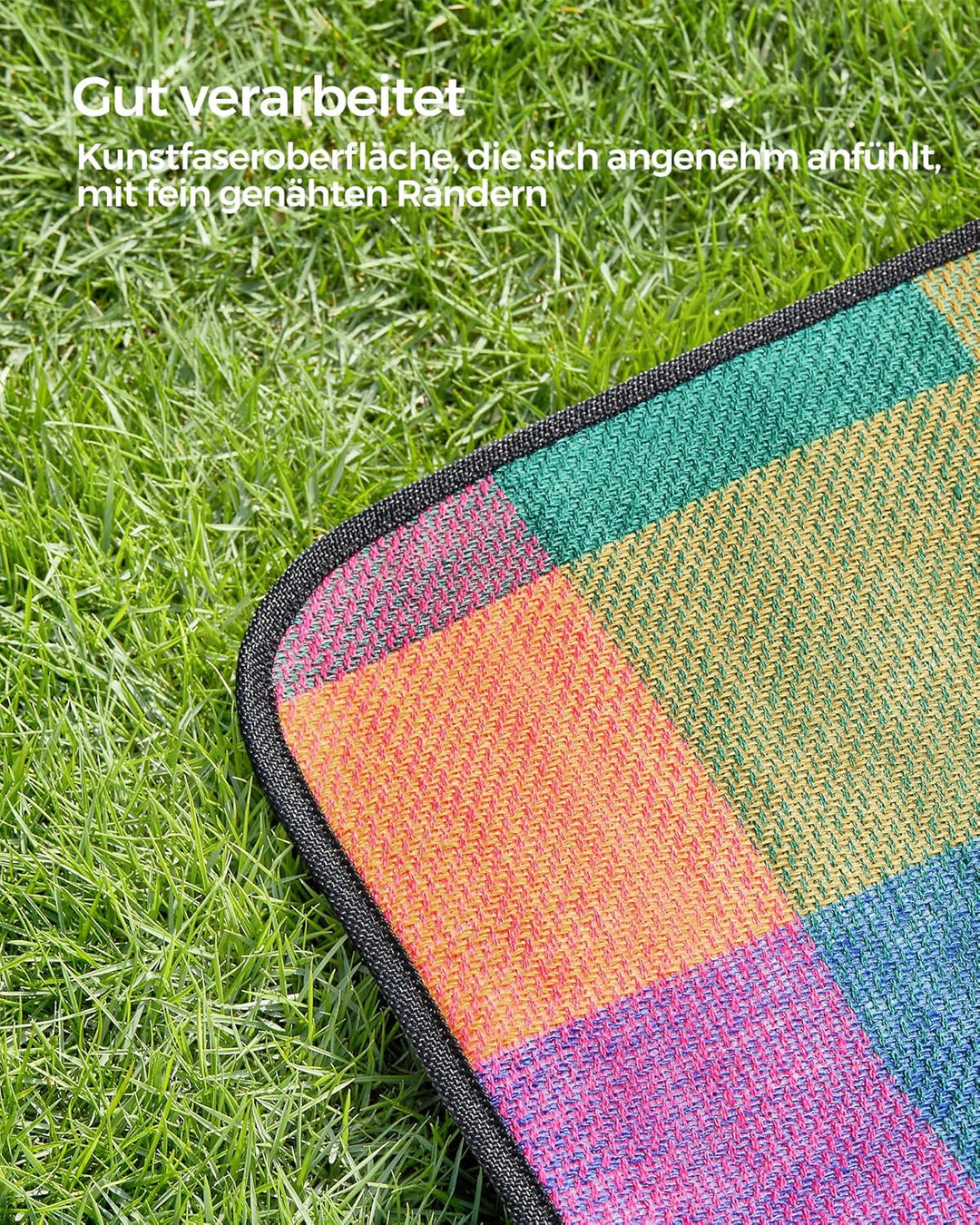 SONGMICS Picknickdecke, 195 x 150 cm, gross, Campingdecke, für Park, Garten, Strand, wasserdicht, ma