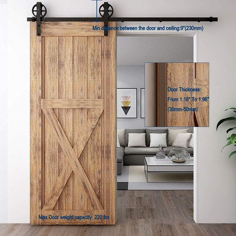 CCJH 200CM (6.6FT) Schiebetürbeschlag Set Schiebetürsystem Laufschiene für Schiebetür Hängeschiene f