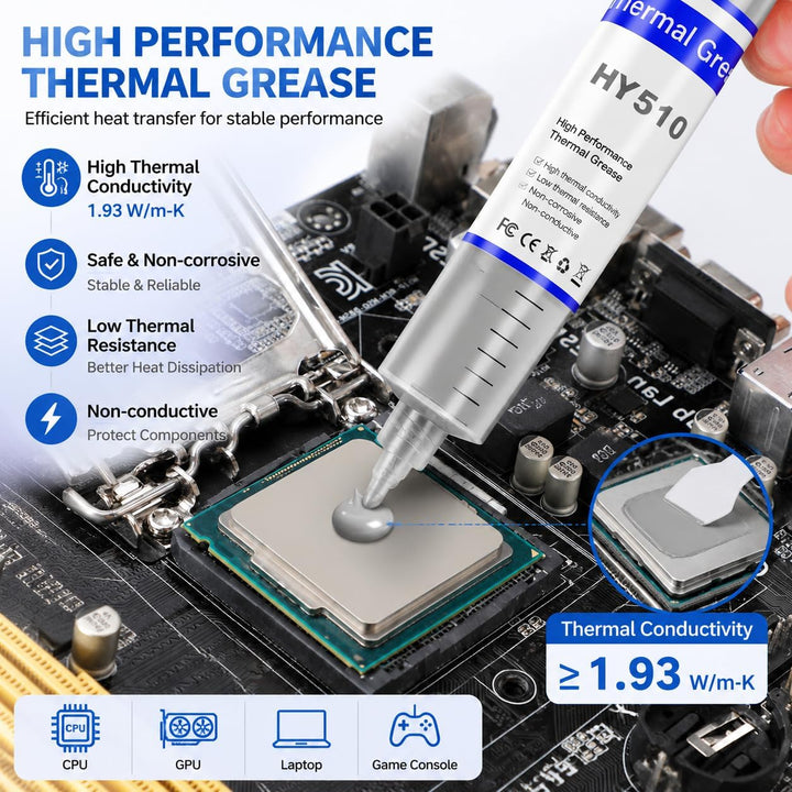 HY-510(100Gramm)> 1.9 W/m.K-CPU Wärmeleitpaste PC kühlpaste Leitpaste Thermal Paste für CPU GPU PC.,