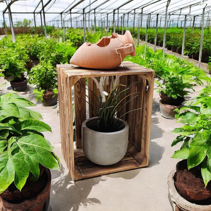 Geflammte Holzkisten Weinkisten Obstkisten mit Mittelbrett/Zwischenbrett Ablage für Aufbwahrung Schu