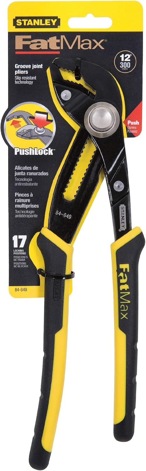 Stanley FatMax Wasserpumpenzange (304 mm Länge, Einstellung per PushLock, 17 Positionen, ergonomisch