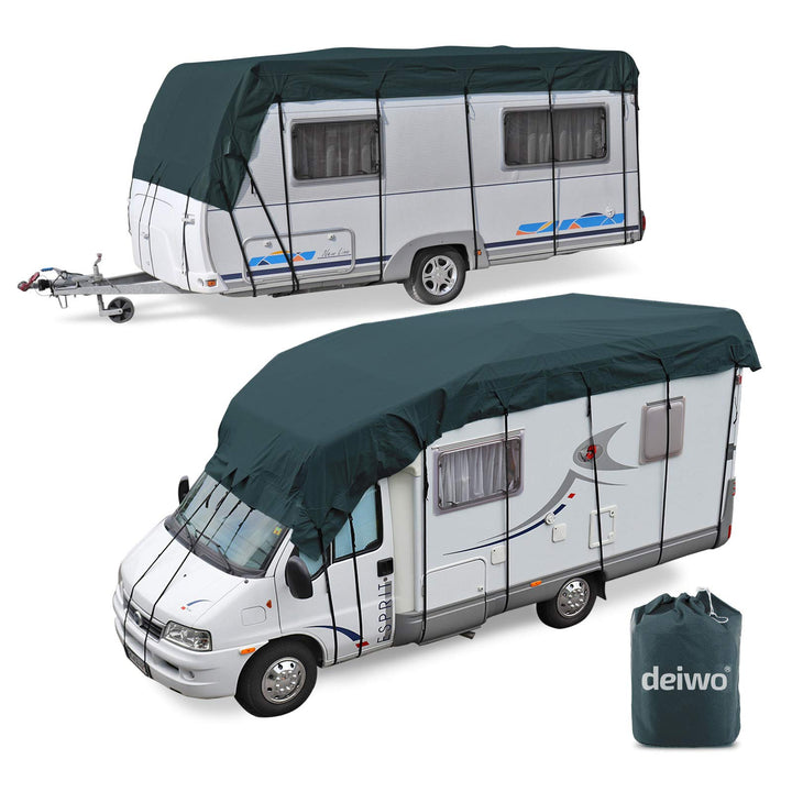 Wohnwagen & Wohnmobil Schutzdach | 7 x 3 m | vierlagig | wintertauglich | Midnight Olive