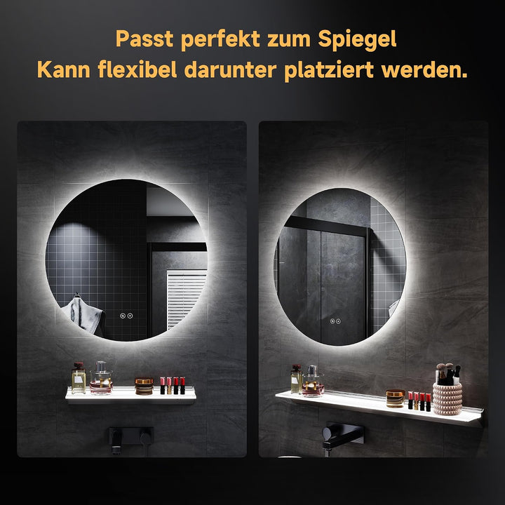 SONNI LED Badspiegel mit Stern-Mond-Dekoration 100x60 cm, Touch Badezimmerspiegel mit Steckdose, 3 L