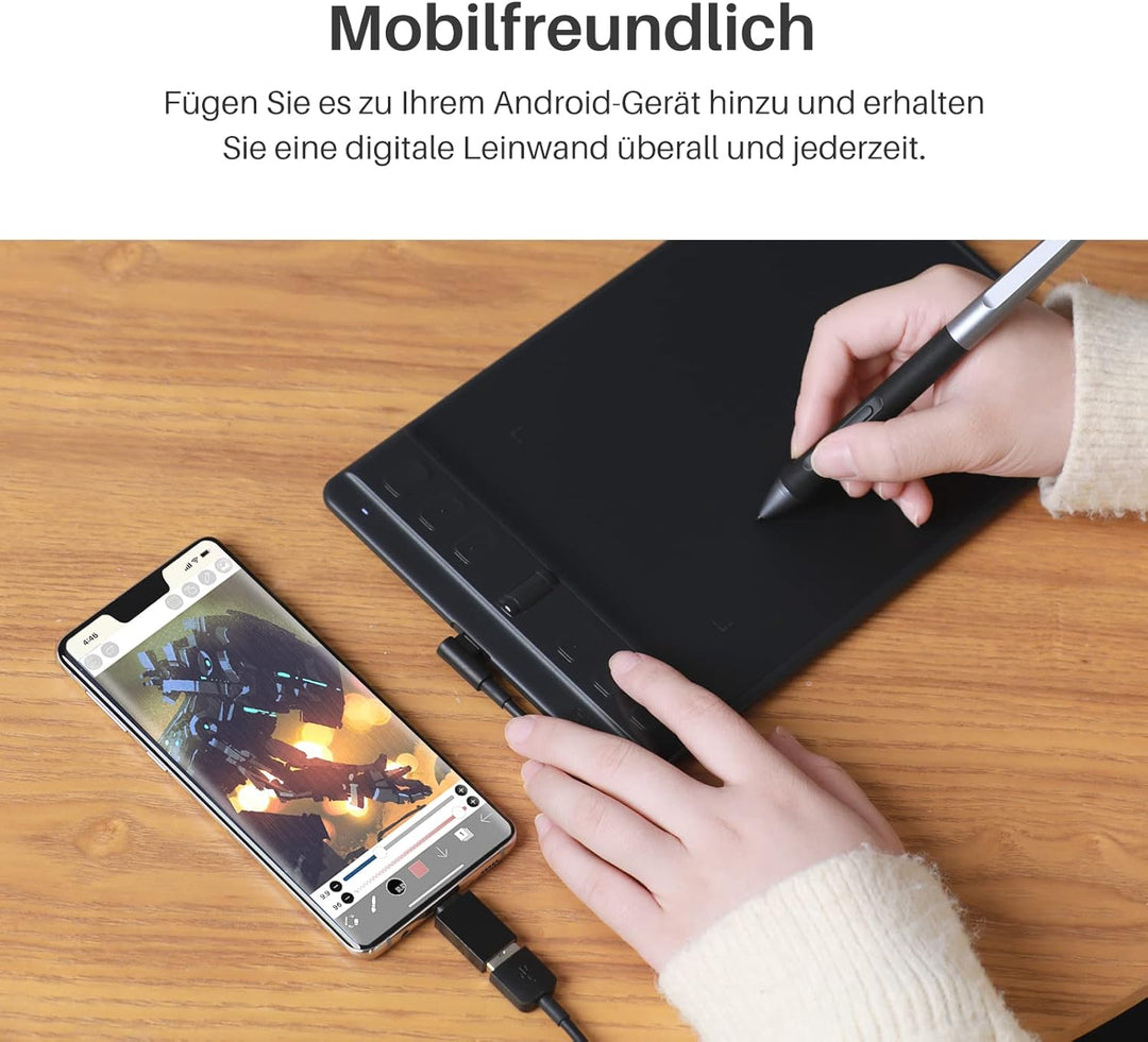 HUION Inspiroy 2 S Grafiktabletts, 6,3 x 3,9 Zoll Tragbares Zeichentablett mit 8192 Stufen batteriel