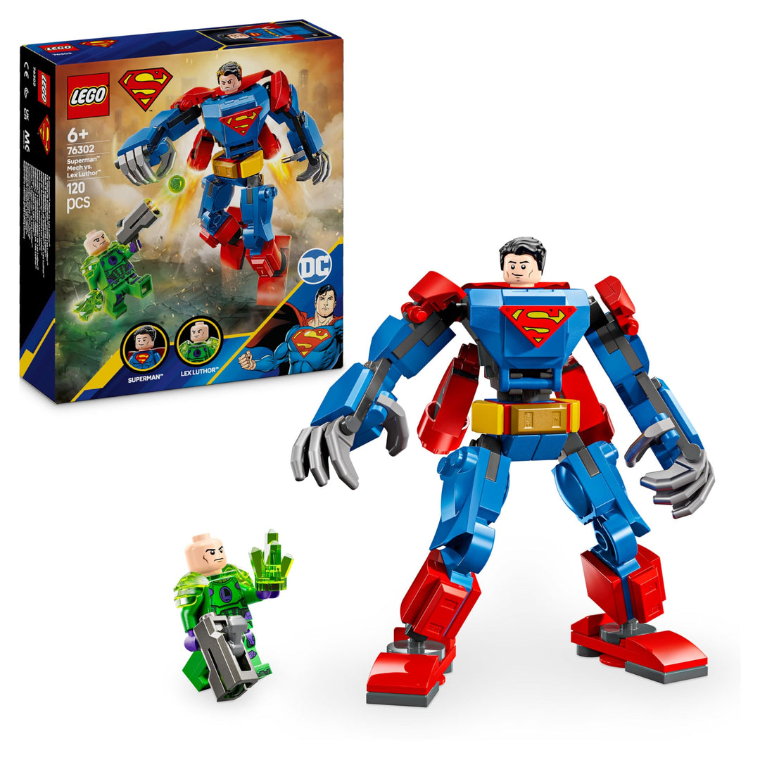 LEGO DC Superman Mech vs. Lex Luthor - Superhelden Spielzeug mit 2 Minifiguren - baubare Actionfigur