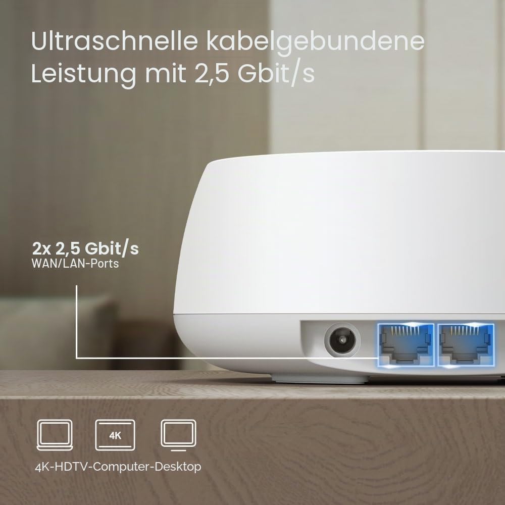 TP-Link Deco BE25 WiFi 7 Mesh WLAN(1 Pack), BE3600 Dual-Band Router und Access Point, 2 x 2.5 Gbit/s