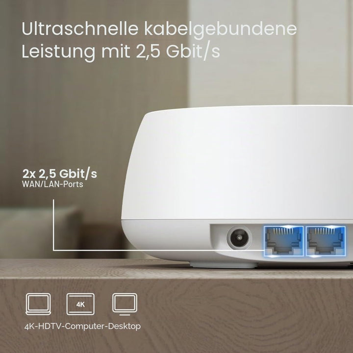 TP-Link Deco BE25 WiFi 7 Mesh WLAN(1 Pack), BE3600 Dual-Band Router und Access Point, 2 x 2.5 Gbit/s