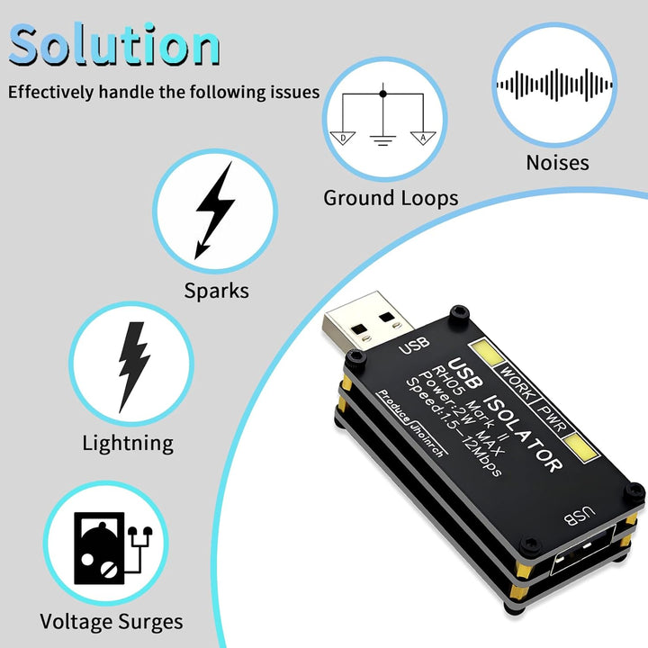 USB-Isolator, USB-Ground-Loop-Isolator, mit ADUM3160-Chip, 2W 5V geregelte Stromversorgung, unterstü