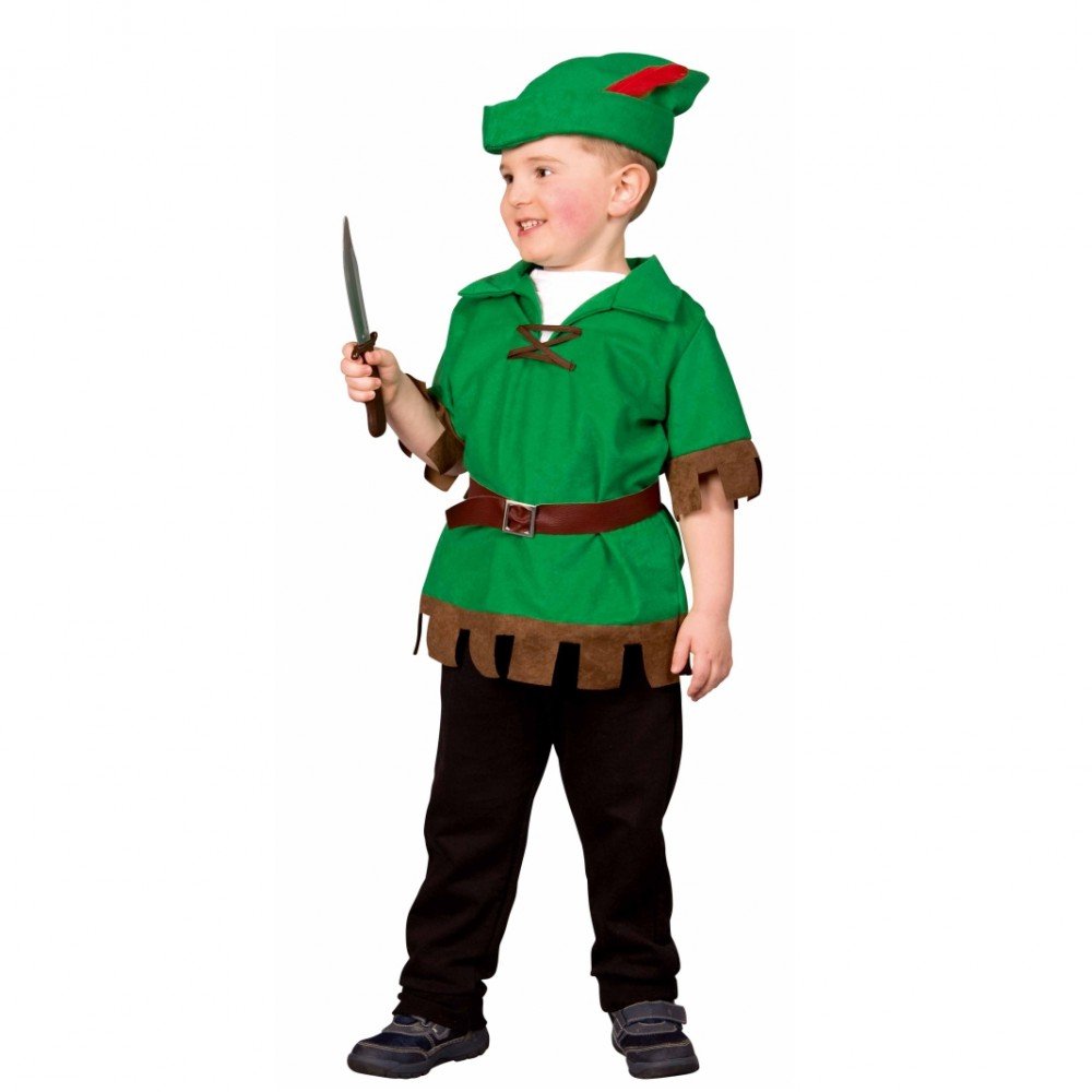 Kostüm Robin Hood Junior Gr. 98/104 Oberteil Mütze Kinderfasching Wald Natur