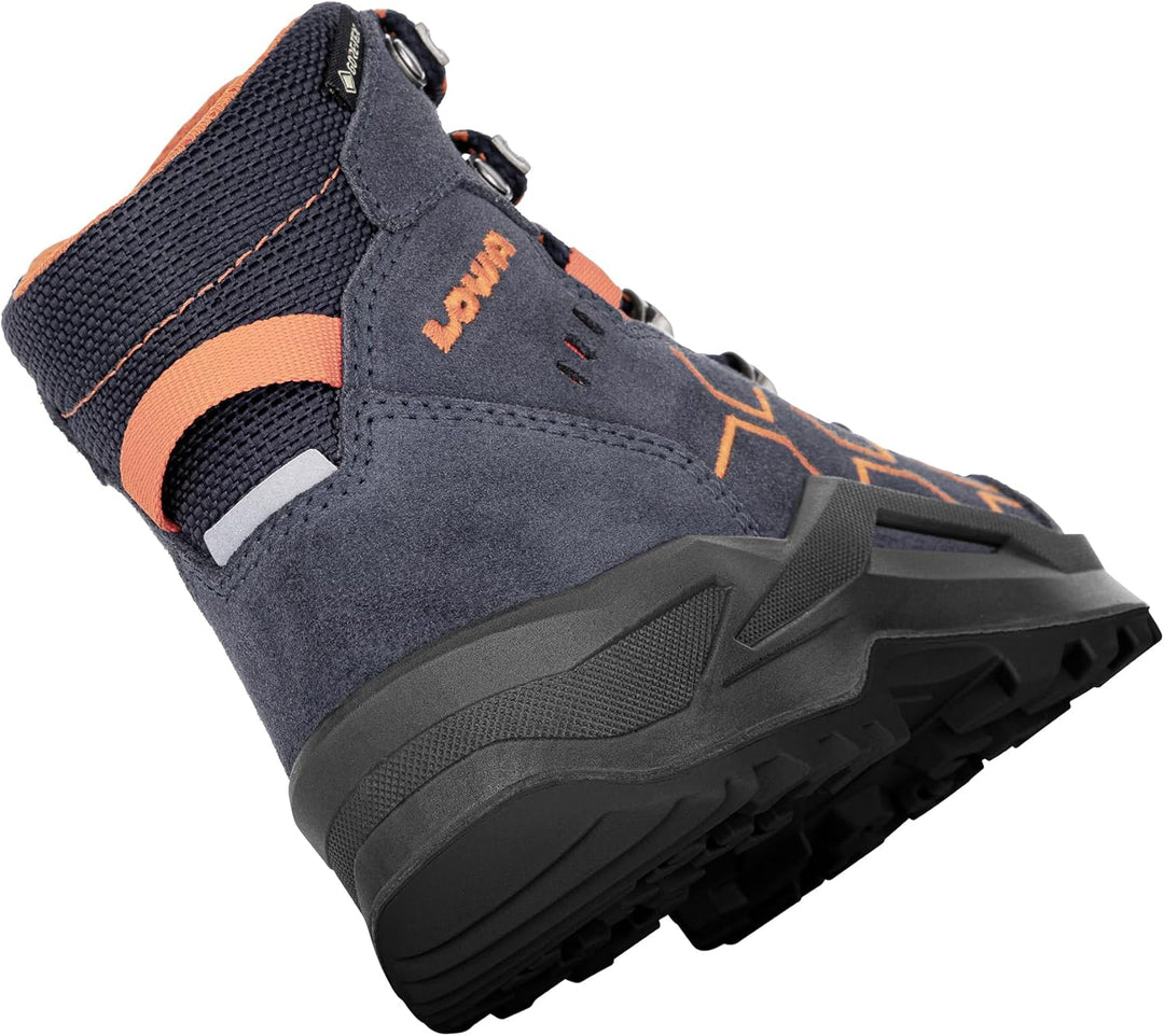 LOWA Stiefel mittel KODY EVO GTX MID JUNIOR [2024] 28 EU Stahlblau Orange, 28 EU Stahlblau Orange
