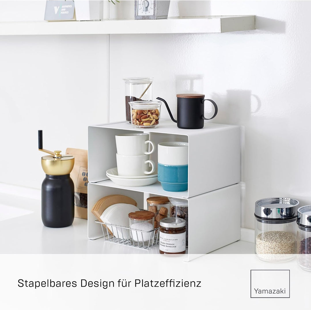 Yamazaki 3791 TOWER Stapelbares Küchenregal, weiss, Stahl, Minimalistisches Design, Weiss