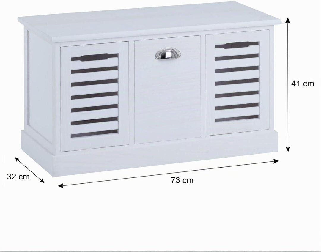 CARO-Möbel Sitzbank TRIENT Garderobenbank Sitztruhe in weiss mit 3 Schubkästen, Vintage Shabby Look