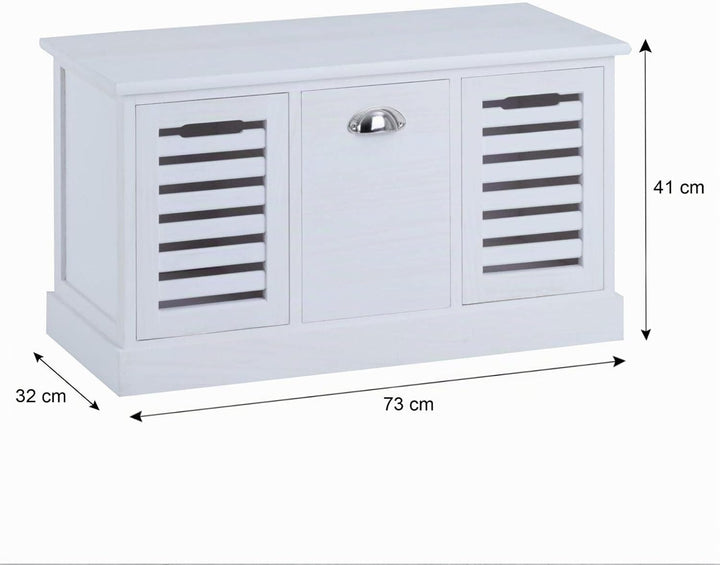 CARO-Möbel Sitzbank TRIENT Garderobenbank Sitztruhe in weiss mit 3 Schubkästen, Vintage Shabby Look