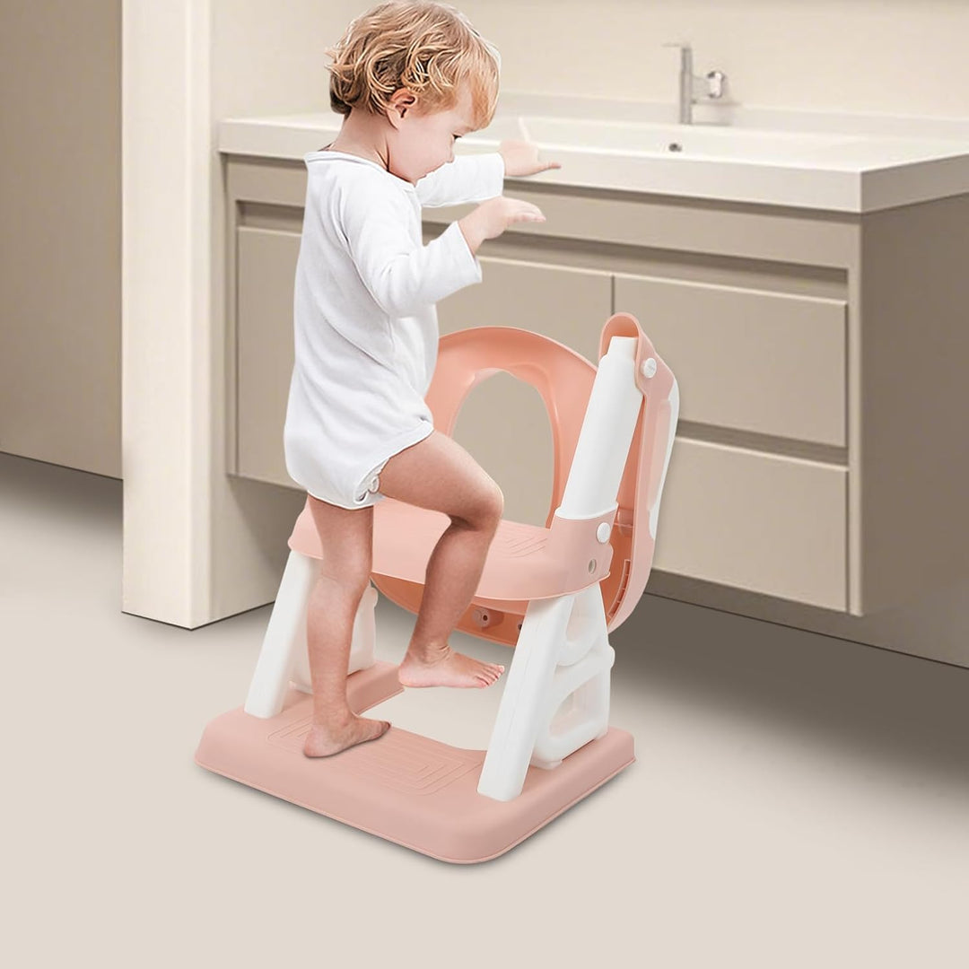 Toilettensitz kinder, Toilettensitz Toilettentrainer mit Treppe und Griffen, Höhenverstellbar Faltba
