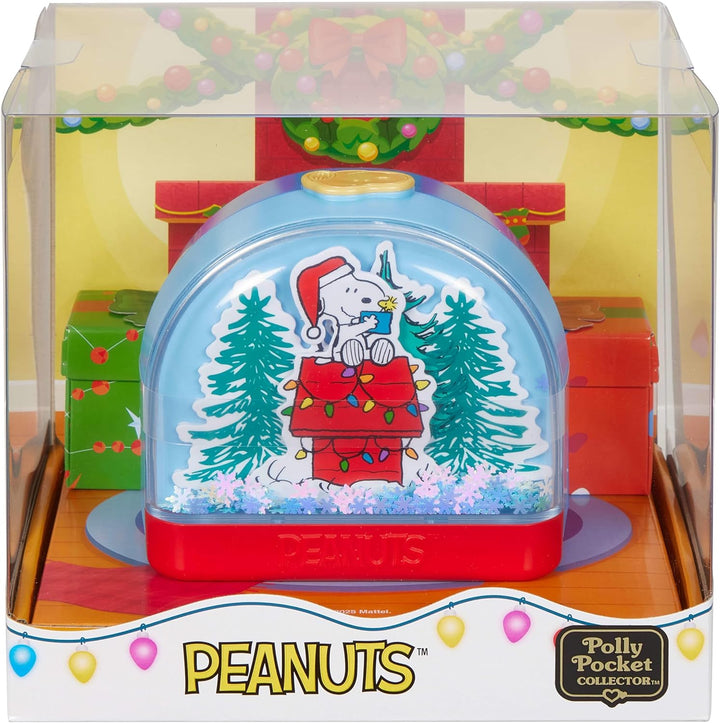 Polly Pocket x Peanuts Sammler-Schatulle, Minipuppen und Spielset, 7 thematische Zubehörteile, 4 sym