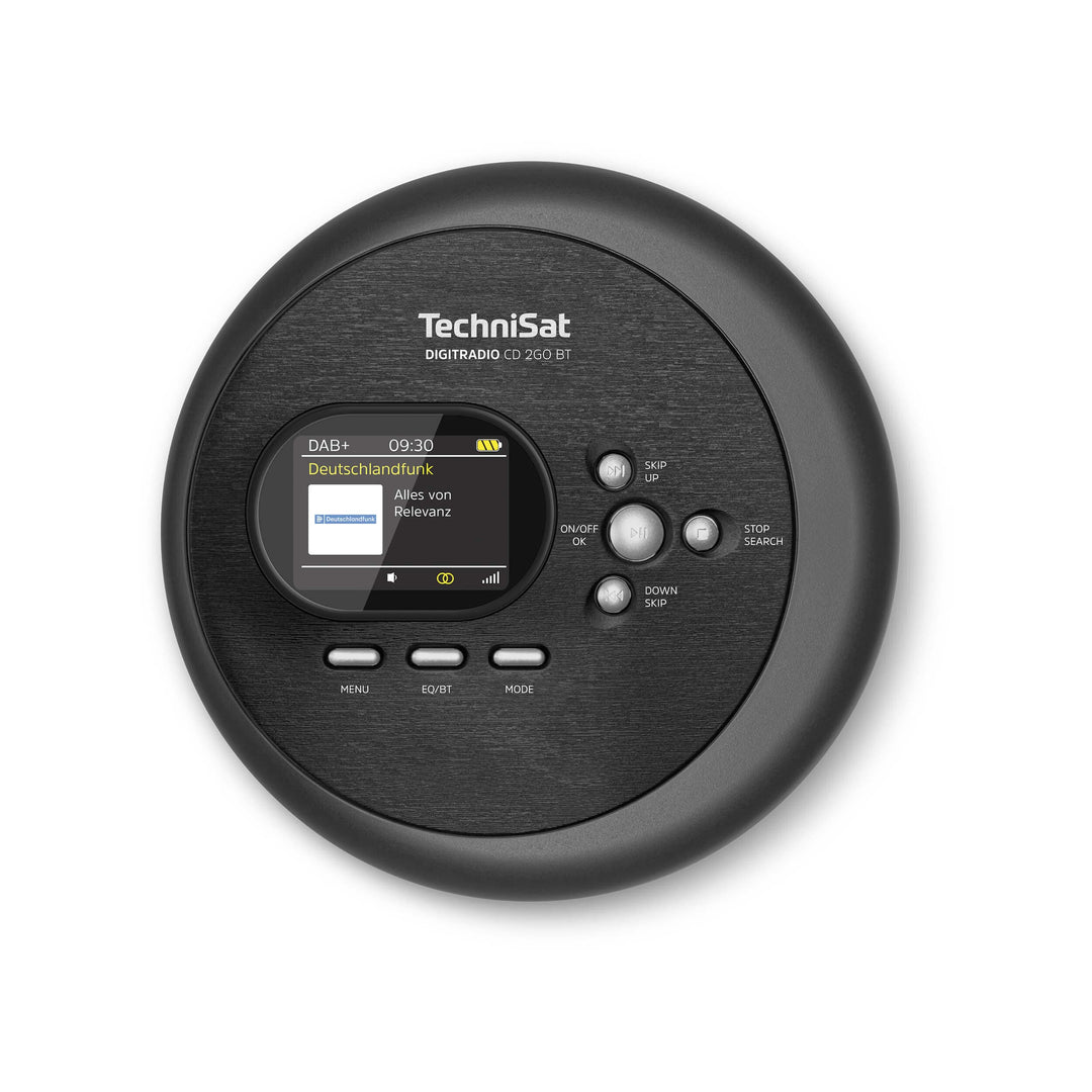 TechniSat DIGITRADIO CD 2GO BT - portabler CD-Player mit 2 Akku (Discman, mit MP3 Resume-Funktion, B