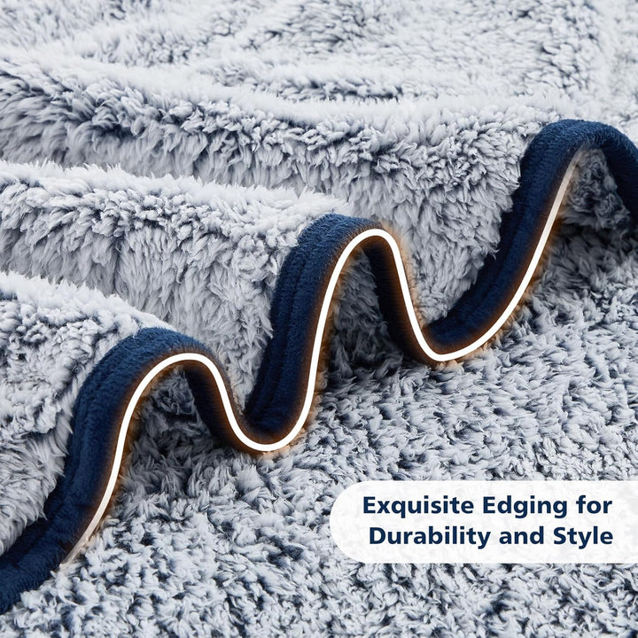 EMME Kuscheldecke Flauschig Sherpa Decke, 152x203cm Dick und Elegant, Sofadecke Doppelgesicht Extra