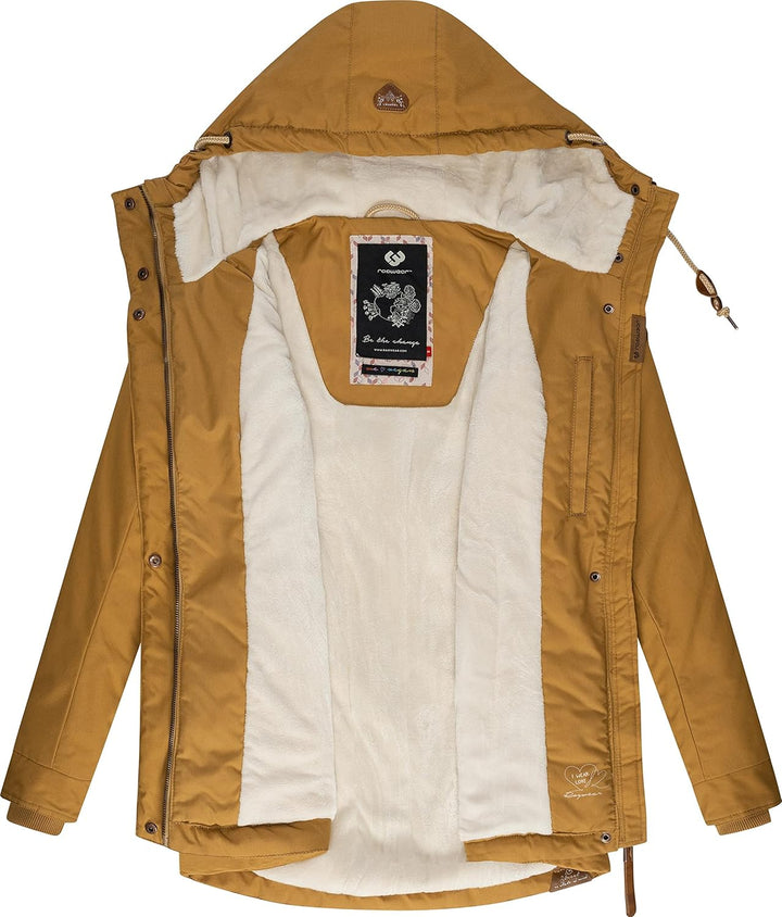 Ragwear Damen warme Winterjacke kurz mit Kapuze Monade XS-6XL S Camel22, S Camel22