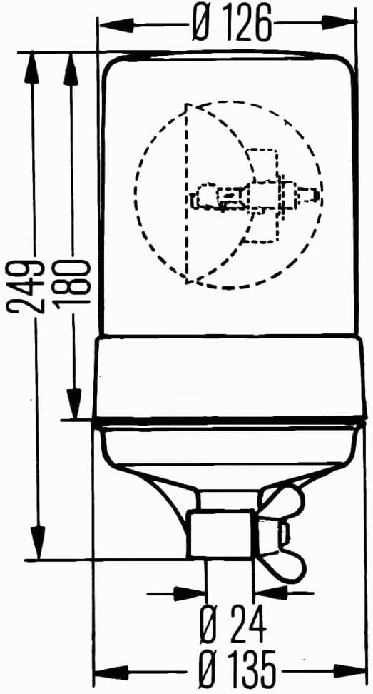 HELLA - Halogen-Rundumkennleuchte - KL 700 - 12V - gelb - rund - Rohrstutzen - Menge: 1 - 2RL 004 95