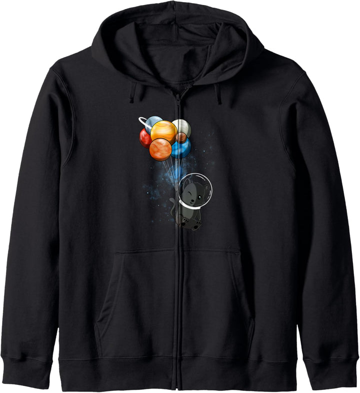 Katze, Weltraum Ballon, Planeten, Universum Reise Kapuzenjacke