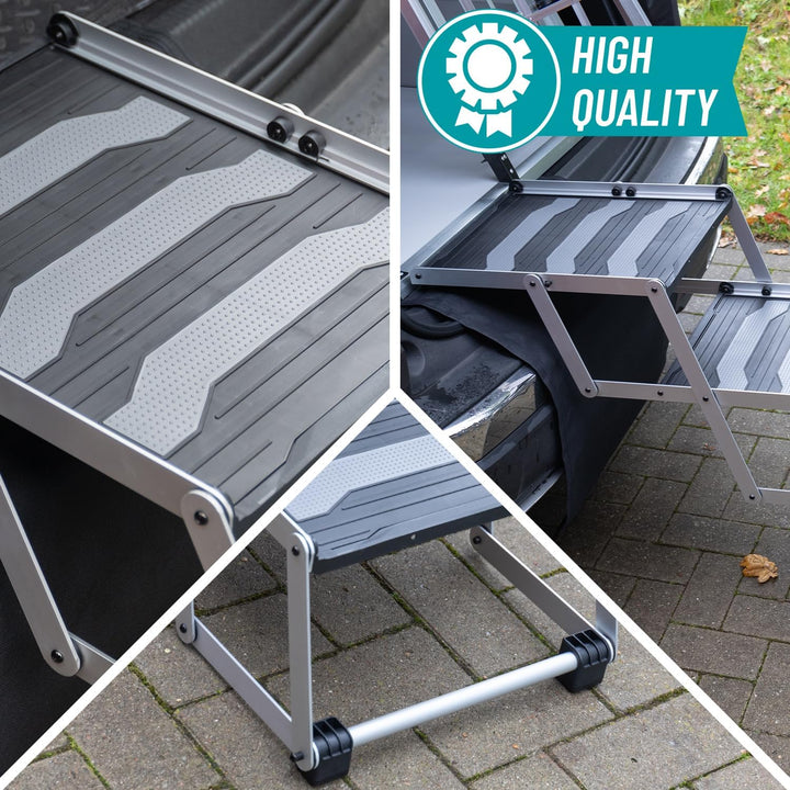 VOSS.PET Faltbare Hundetreppe, 4-stufige Kofferraumtreppe, Gelenkschonende Auto-Treppe, Einstiegshil