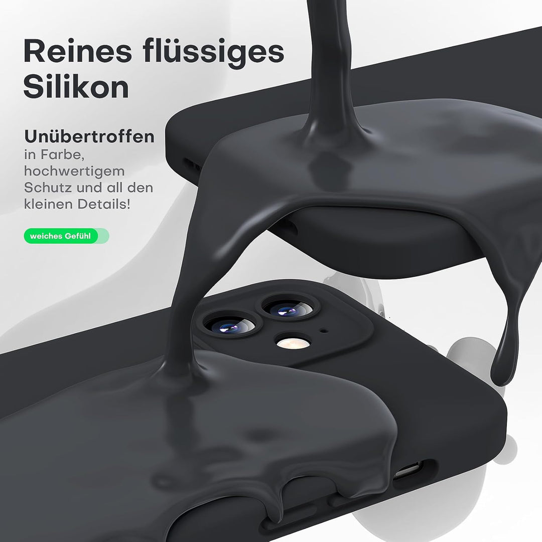 HATOSHI 3-in-1 iPhone 12 Hülle mit 2 Stück Schutzglas, Flüssig Silikon Anti-Rutsch Kratzfestes Stoss
