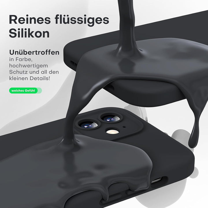 HATOSHI 3-in-1 iPhone 12 Hülle mit 2 Stück Schutzglas, Flüssig Silikon Anti-Rutsch Kratzfestes Stoss